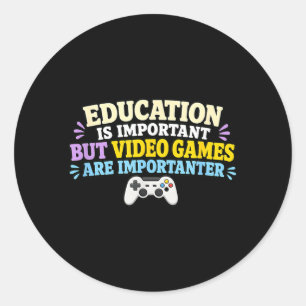 Student Gamer Video Games School Gaming Humour Classic Round Sticker