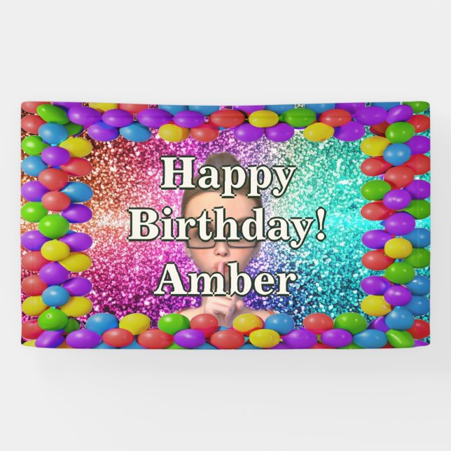 Student Girl Personalised character birthday Banner (Horizontal)