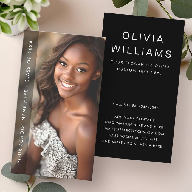 Student graduation networking photo black business card (Student graduation networking photo black business card)