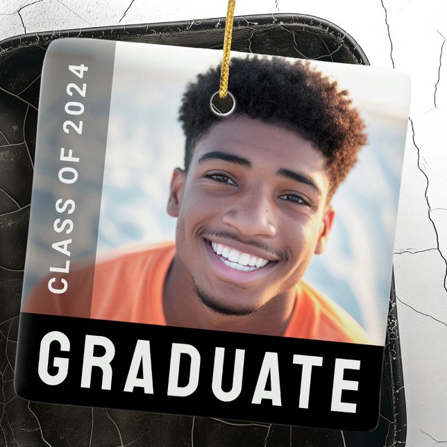 Student graduation networking photo modern black ceramic ornament (Student graduation networking photo modern black ceramic ornament)