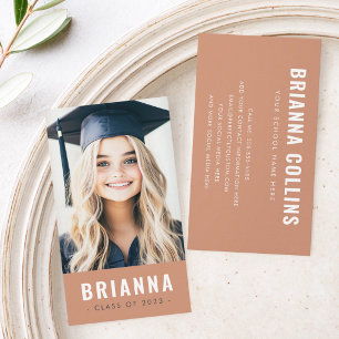 Student graduation networking photo terracotta business card