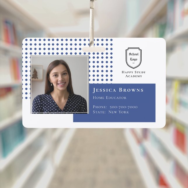 Student ID Deep Blue School Logo Photo  Badge (Student ID Deep Blue School Logo Photo Badge)