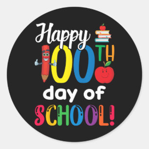 Student Kids Teacher Gift Happy 100th Day Of Schoo Classic Round Sticker