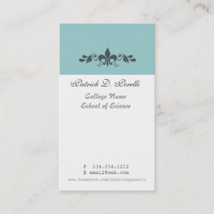 Student Minimal Fleur-de-lis Blue White Modern Business Card