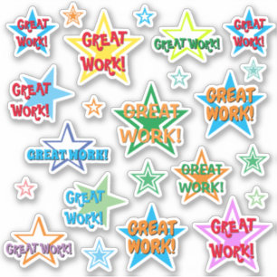 Student Motivation "GREAT WORK!" & Star Shapes