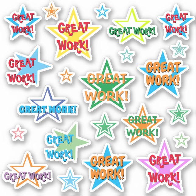 Student Motivation "GREAT WORK!" & Star Shapes (Front)