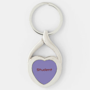 Student Name text Printed Love Twisted Heart Metal Key Ring