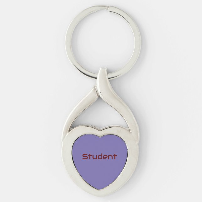 Student Name text Printed Love Twisted Heart Metal Key Ring (Front)
