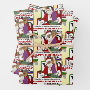 Student Naughty List Yellow  Wrapping Paper Sheet