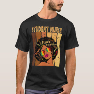 Student Nurse Afro African American Black History  T-Shirt