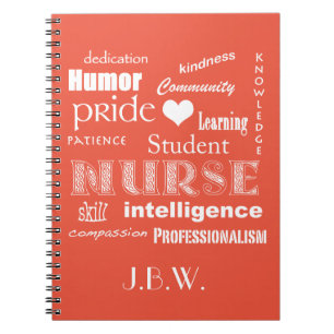 Student Nurse-Attributes+Heart/Monogram Notebook