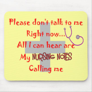 Student Nurse "Nursing Notes" Funny T-shirt Mouse Mat