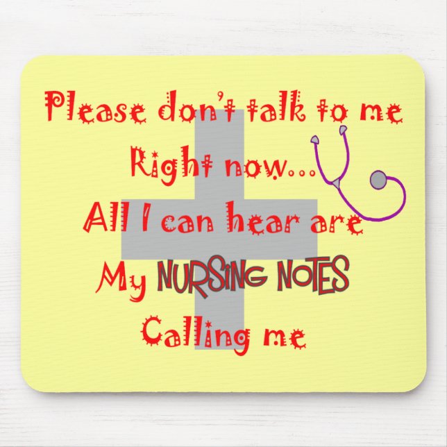Student Nurse "Nursing Notes" Funny T-shirt Mouse Mat (Front)