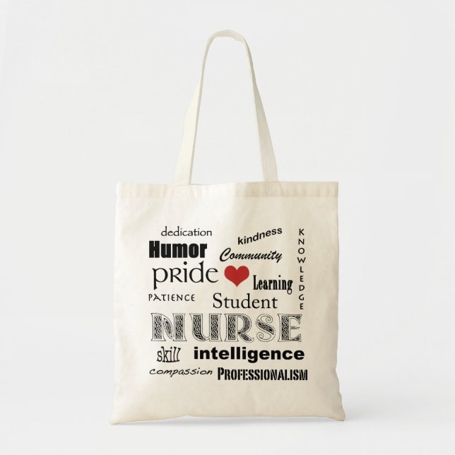 Student Nurse Pride-Attributes+red heart Tote Bag (Front)