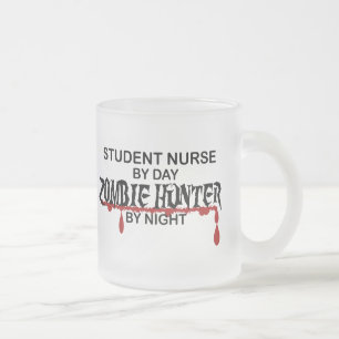Student Nurse Zombie Hunter Frosted Glass Coffee Mug