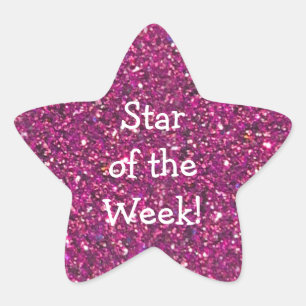 STUDENT OF WEEK PINK (faux) GLITTER STAR STICKERS