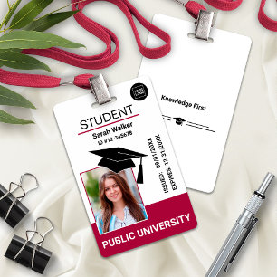 Student Photo ID School University Badge Burgundy