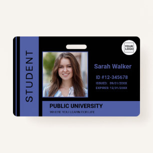 Student photo ID school university blue ID Badge