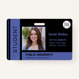 Student photo ID school university blue ID Badge