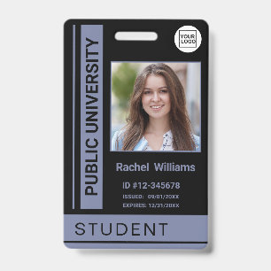 Student photo ID school university dusty blue Badge