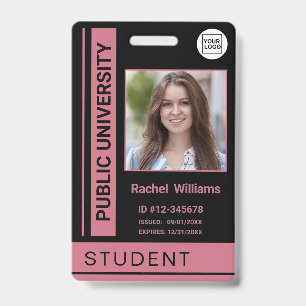 Student photo ID school university dusty rose Badge