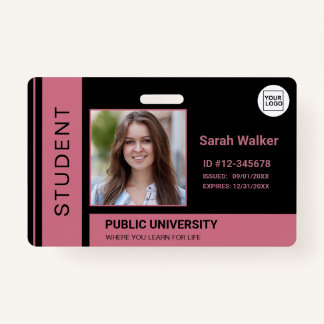 Student photo ID school university dusty rose ID Badge