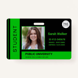 Student photo ID school university green ID Badge