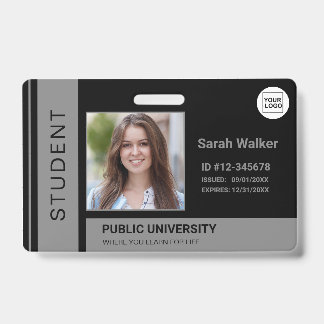 Student photo ID school university grey Badge
