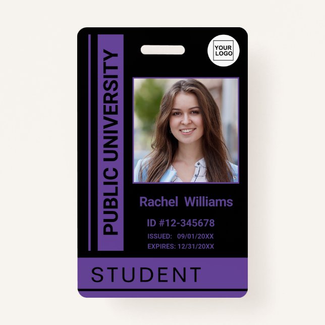 Student photo ID school university lilac ID Badge (Front)