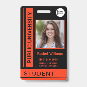 Student photo ID school university orange Badge