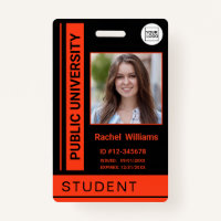 Student photo ID school university orange