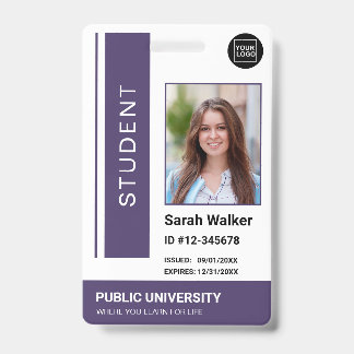 Student photo ID school university purple Badge