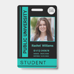 Student photo ID school university turquoise Badge