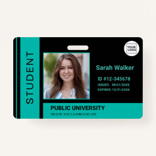 Student photo ID school university turquoise ID Badge
