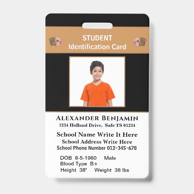 Student Photo School Id Identification Cards   Badge (Front)