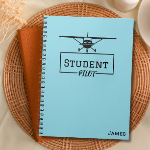 Student Pilot Cessna Aeroplane Blue Custom Name  Notebook