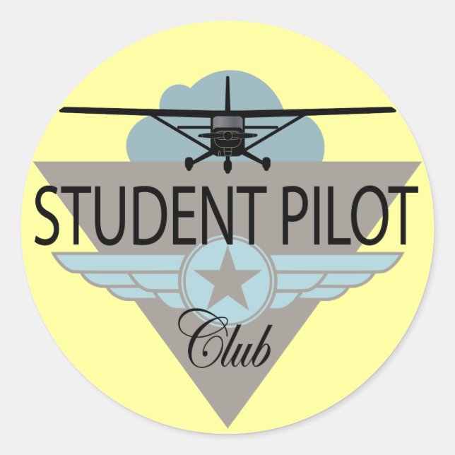 Student Pilot Club Classic Round Sticker (Front)