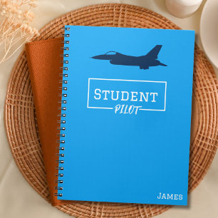 Student Pilot F-16 Falcon Aeroplane Blue Custom Notebook