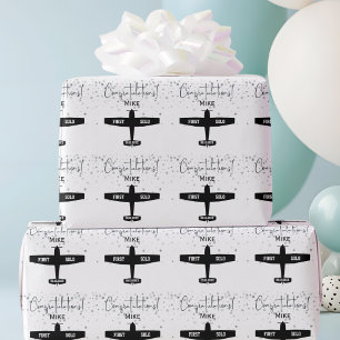 Student Pilot First Solo Aeroplane Aviation Custom Wrapping Paper