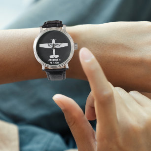Student Pilot First Solo Aeroplane Black Aviation Watch