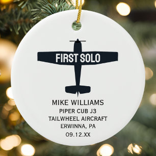 Student Pilot First Solo Aeroplane Custom XMAS Ceramic Tree Decoration