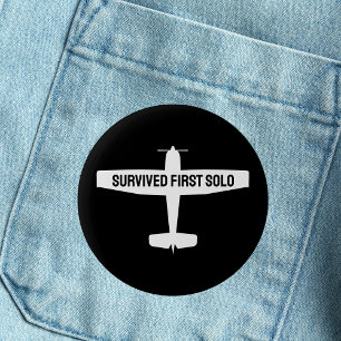 Student Pilot First Solo Aeroplane Funny Aviation 6 Cm Round Badge