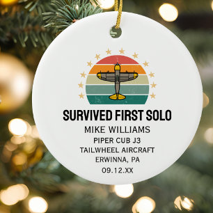 Student Pilot First Solo Aeroplane Personalised Ceramic Tree Decoration