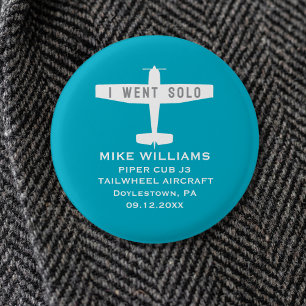 Student Pilot First Solo Airplane Blue Custom 3 Cm Round Badge