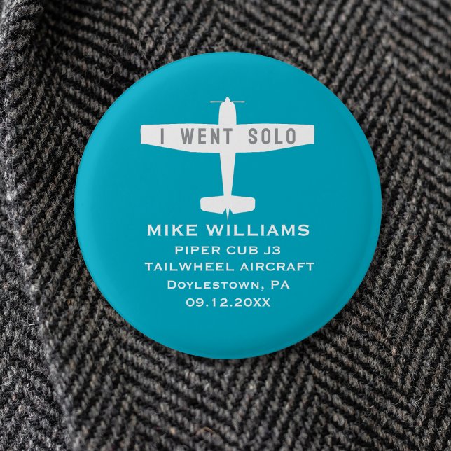 Student Pilot First Solo Airplane Blue Custom 3 Cm Round Badge (Creator Uploaded)