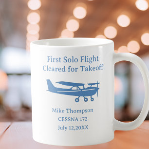 Student Pilot First Solo Aviation Blue Personalise Coffee Mug