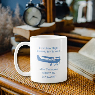 Student Pilot First Solo Photo Blue Personalized Coffee Mug