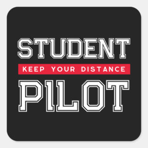 Student Pilot "Keep Your Distance" Square Stickers