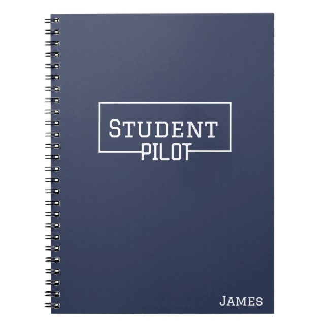 Student Pilot Typography, Minimalist, Simple Notebook (Front)