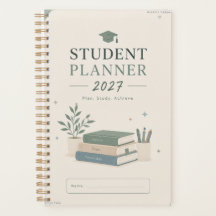 Student Planner 2027 Cover - Sage Green Aesthetic 